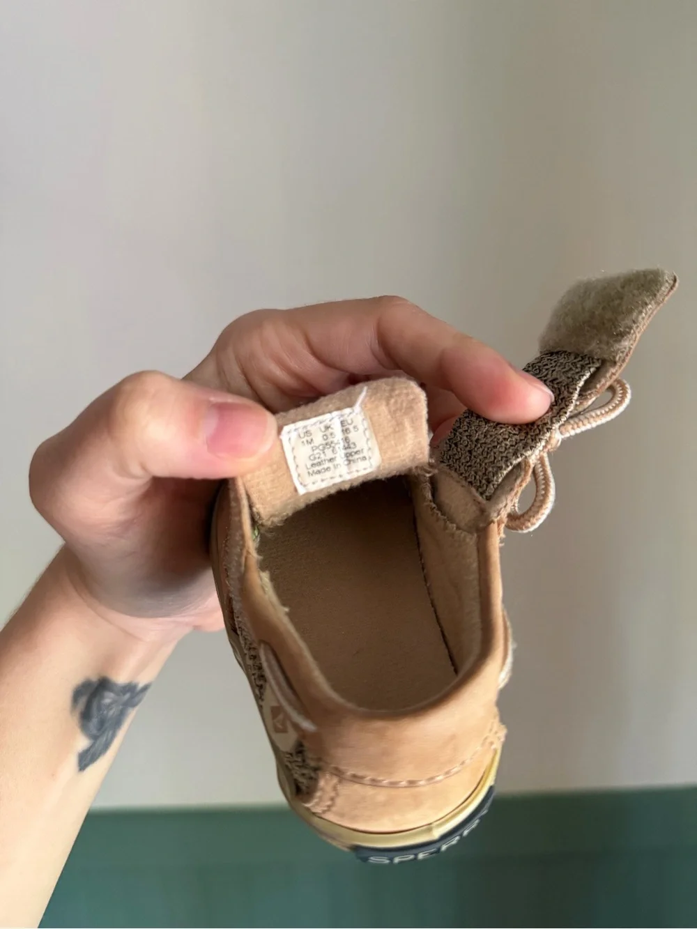 Baby Sperry Tan Boat Shoes  Size 1 Lightweight Casual Velcro